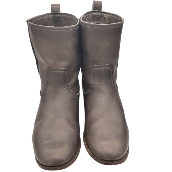Frye Cara Gray Leather Mid Calf Roper Boots SZ 9 - Picture 3 of 16